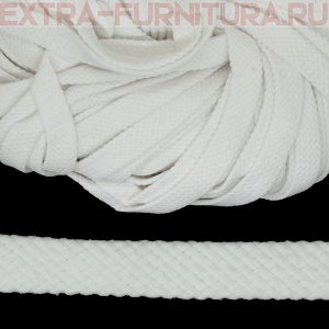 Шнур плоский х/б 10мм, цв.101 отбеленный, уп.50м