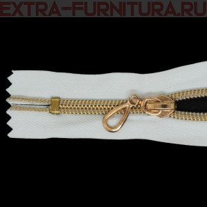 Молния спираль декор Т7 18см цв.белый/золото н/р