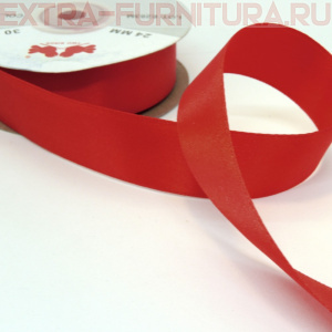 Лента атласная 24 мм цв 079 красный рул. 27,42м