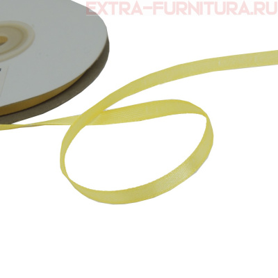 Лента атласная  6 мм  цв.185 светлое золото рул. 27,42м