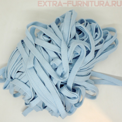 Шнур плоский х/б 12мм, цв.голубой светлый 117, уп.50м, пл. 9,88 гр/м