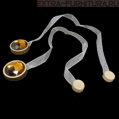 Магнитные клипсы "Круг Люкс Коньяк" с лентой, цв. №4, пара