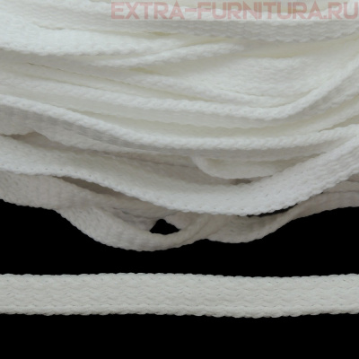 Шнур 34Ф плоский шир.7мм, цв. белый, уп.200м