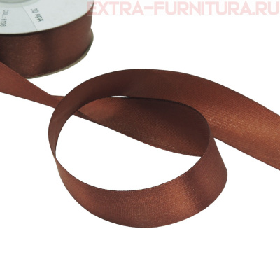Лента атласная 24 мм цв 198 коричневый  рул. 27,42м