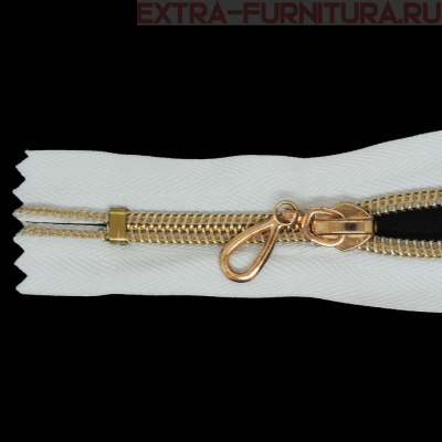 Молния спираль декор Т7 20см цв.белый/золото н/р