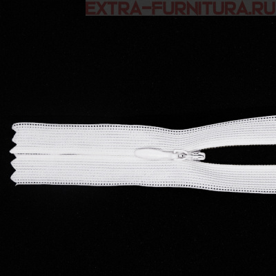 Молния потайная № 3, 60 см, цв. 101 белый п/э пл.9,3 гр/м